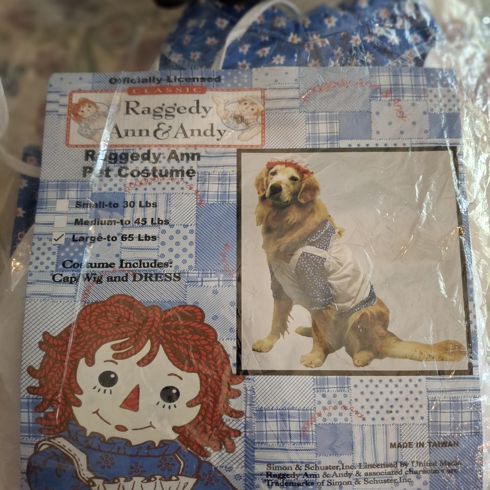Raggedy Ann & Andy Dog Costume - Blue and White